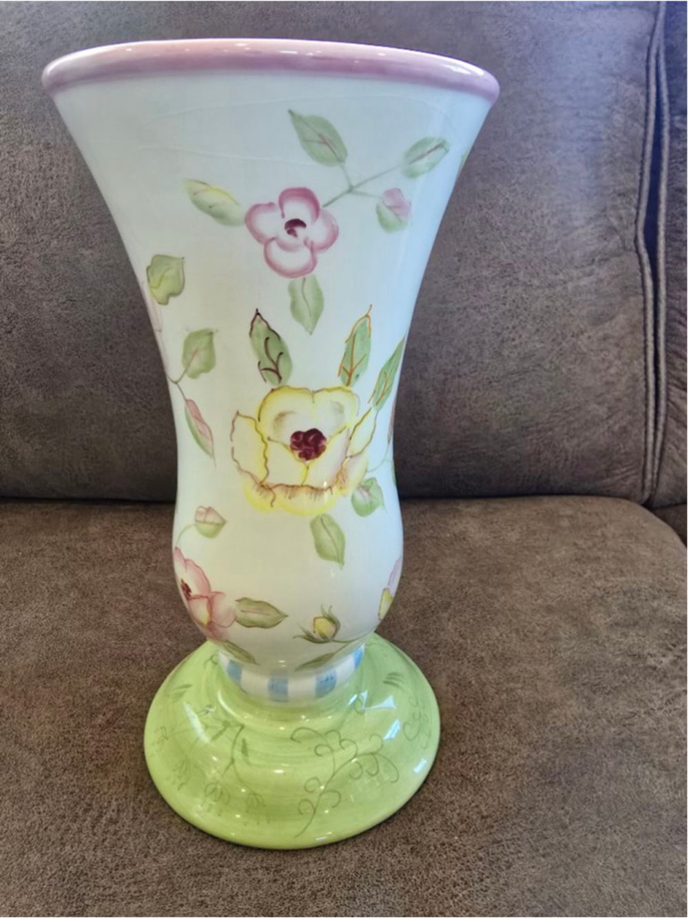 FTD by Tracy Porter Vintage White Green Floral Ceramic Vase One Size